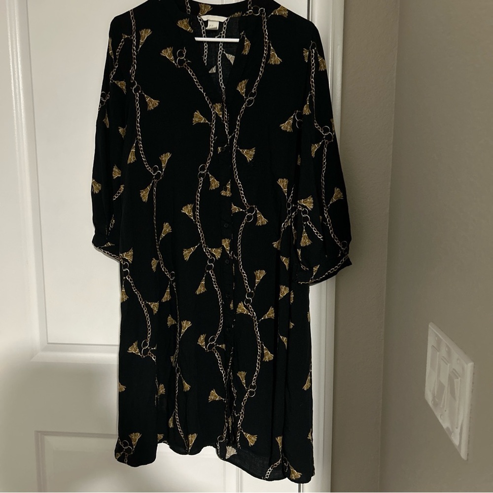 H&M Women’s Size 4 Button Down Shirt Dress Tassels